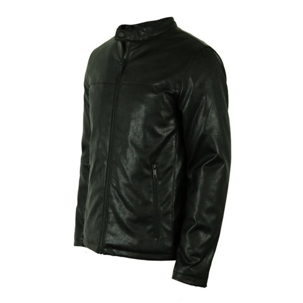 NWT DKNY Faux Leather Stand Collar Jacket - Picture 3 of 5